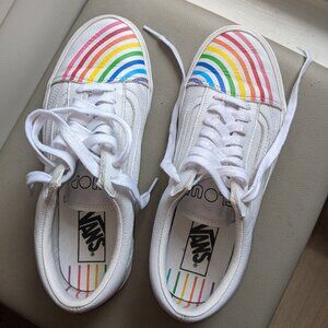Vans Flour Shop Leather Rainbow Sneakers- Size 7.5